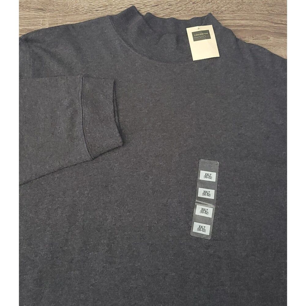 Covington Men's XXLT Long Sleeve Charcoal Gray Mock‎ Turtleneck 100% Cotton